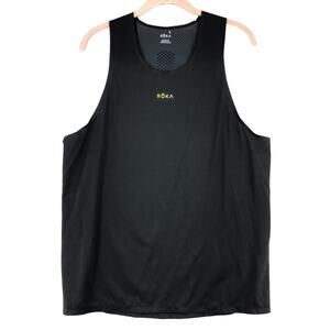 Roka Women Size L Running Tank Top Round Neck Sleeveless Athletic Black USA Made